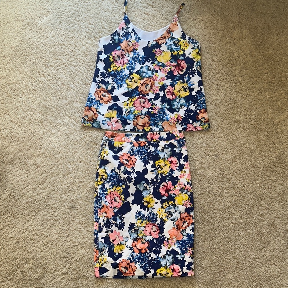 Floral Tank Top and Skirt Set